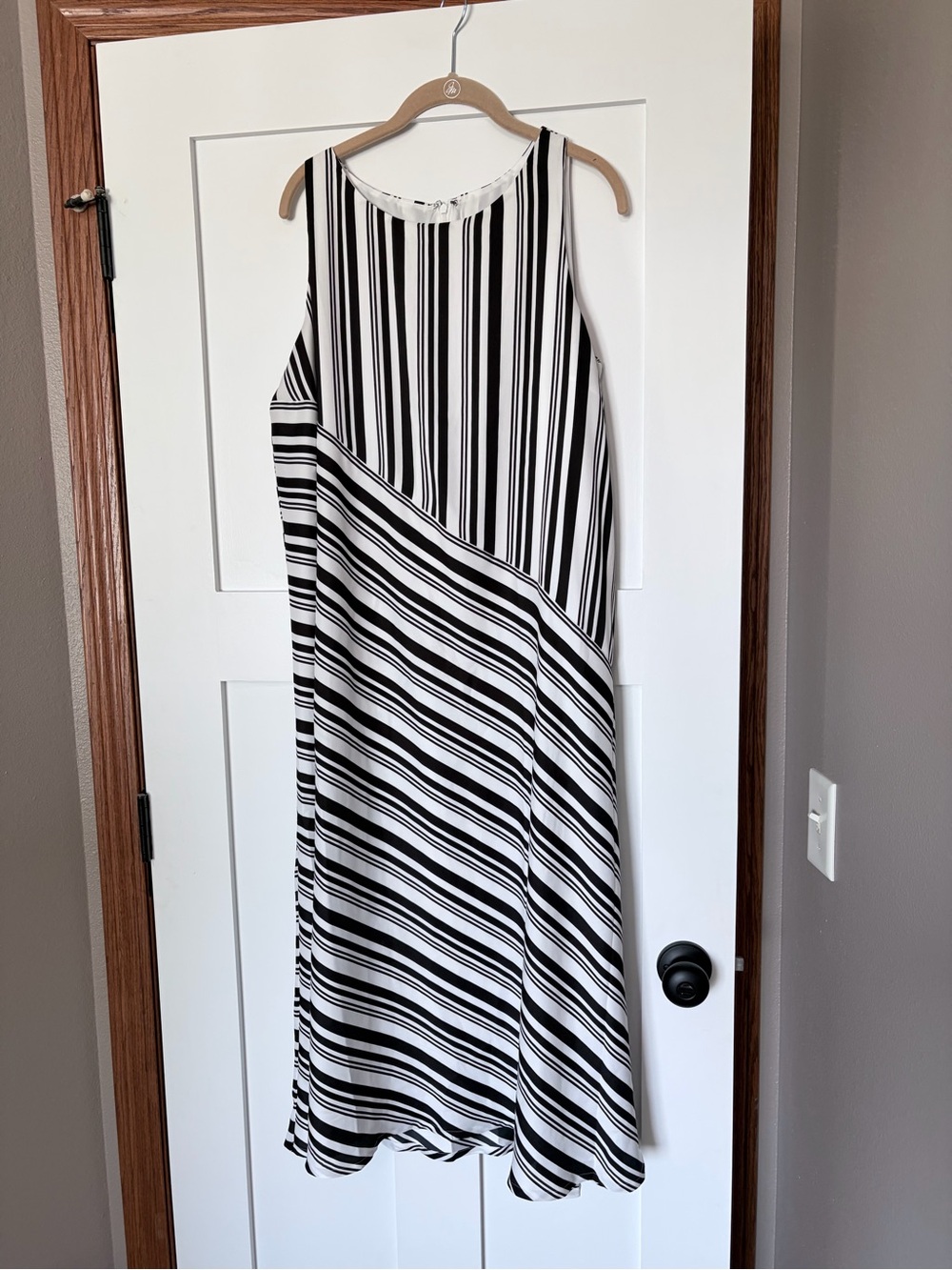 Chico's Black and White Striped Midi Dress